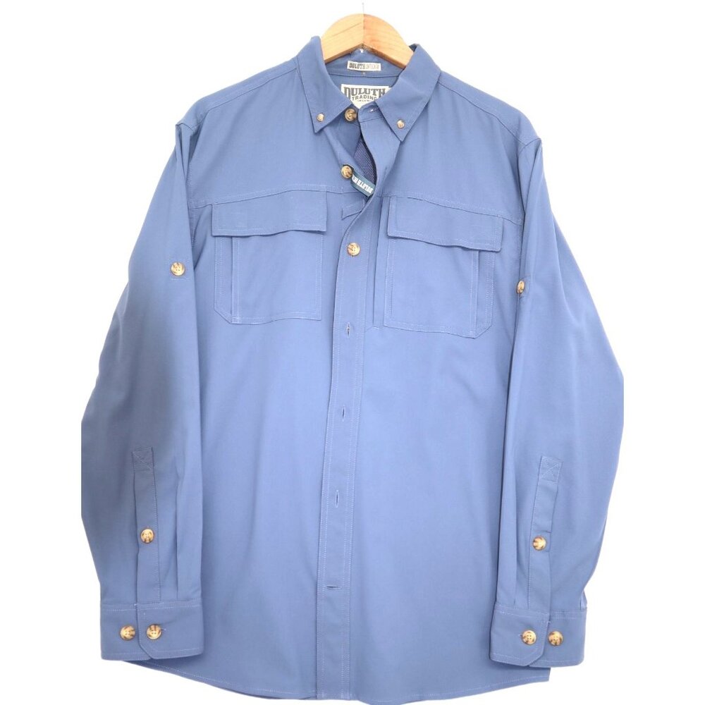 Duluth Trading Co Mens Standard Fit Action Blocks Burn & Odor Work Shirt Size M